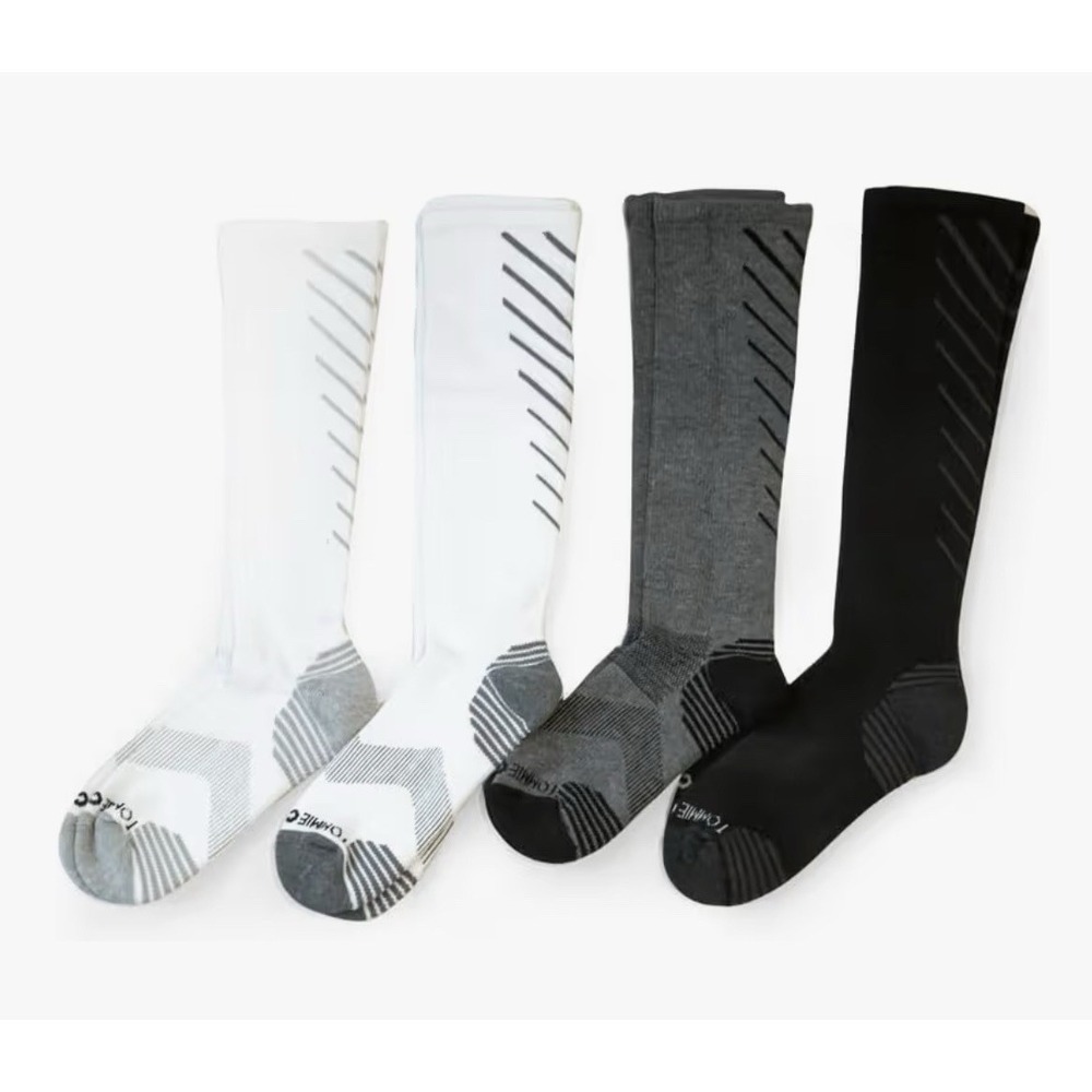 (4 PAIR)TOMMIE COPPER Women'sCompression Over-the-Calf Socks Stripe/ Size 7-9.5